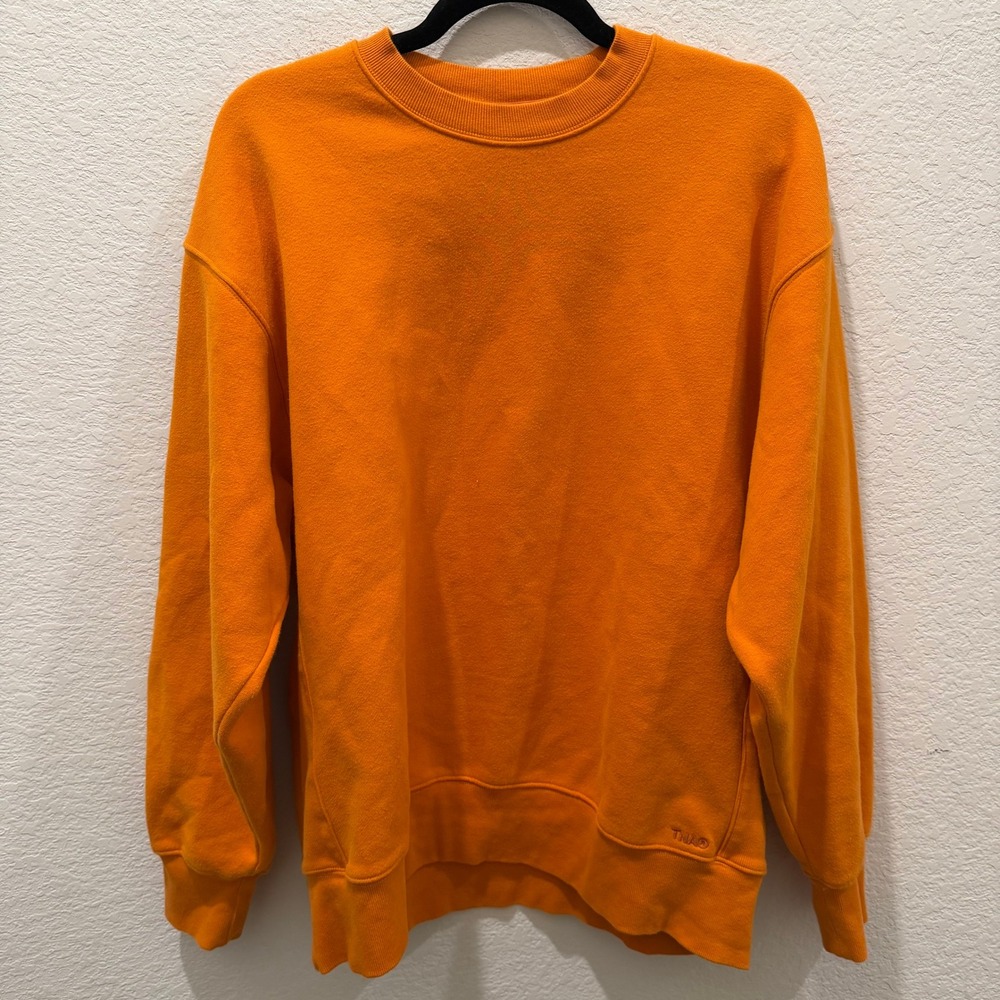 TNA Aritzia Cozy Fleece Boyfriend Fit Crewneck Sweatshirt Orange Medium